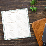 Bloc De Notas Lista de personalizados de compras<br><div class="desc">Este Blogger Shopping List Notepad está decorado con un frondoso y verde azulado borde de eucalipto azul verde. La tipografía de escritura elegante denota secciones para cada parte de la tienda para hacer sus compras más fáciles y organizadas. Puede agregar el nombre de la familia o compañero de habitación en...</div>