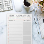 Bloc De Notas Lista de tareas básica Plano diario editable Tear<br><div class="desc">Personaliza para satisfacer tu gusto cambiando fuentes,  colores y formas de todo! Peach and Grey</div>