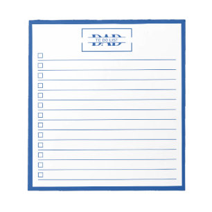Bloc De Notas Lista de tareas con monograma azul moderno para pa