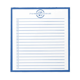 Bloc De Notas Lista de tareas con nombre de monograma azul moder
