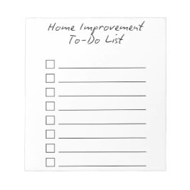 Bloc De Notas Lista de tareas de mejora del hogar | Planifica y 