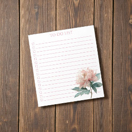 Bloc De Notas Lista de tareas de peonía acuarela boho chic moder