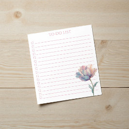 Bloc De Notas Lista de tareas de tulipán acuarela moderno boho c