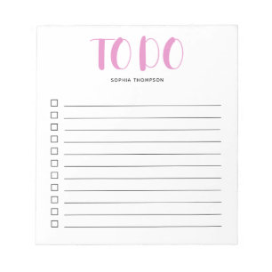 Bloc De Notas Lista de Tareas Letra Negrita Rosa Notepad