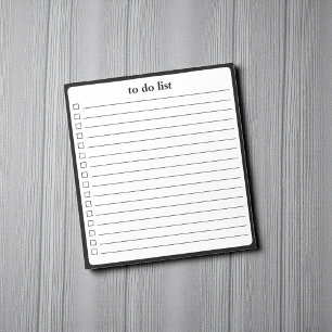 Bloc De Notas Lista de tareas minimalista en blanco y negro para