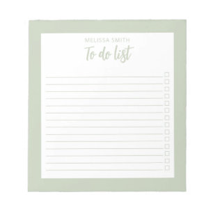 Bloc De Notas Lista de tareas Minimalistas de Sage Green moderno