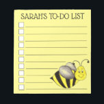 Bloc De Notas Lista de tareas para abeja amarilla personalizada<br><div class="desc">El diseño del bloc de notas de estilo de lista incluye un ilustracion de marcador original de una abeja de burbujas amarilla y negra. Sólo personaliza con tu información. En esta tienda también hay muchos bolígrafos ilustrados adicionales. Este diseño también está disponible en otros productos. ¿No ves lo que estás...</div>