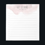 Bloc De Notas Lista de tareas pendientes de color de agua rosa d<br><div class="desc">Realice un seguimiento de su lista de tareas pendientes con este bloc de notas personalizado. El diseño presenta una acuarela rosa y oscura en la parte superior, un encabezado de personalizable que dice "Get it Done", debajo de usted puede agregar su nombre y 12 líneas para agregar sus tareas y...</div>