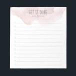 Bloc De Notas Lista de tareas pendientes de color de agua rosa d<br><div class="desc">Realice un seguimiento de su lista de tareas pendientes con este bloc de notas personalizado. El diseño presenta una acuarela rosa y oscura en la parte superior, un encabezado de personalizable que dice "Get it Done", debajo de usted puede agregar su nombre y 12 líneas para agregar sus tareas y...</div>