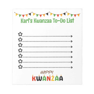 Bloc De Notas Lista de tareas pendientes de Kwanzaa personalizad