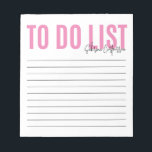Bloc De Notas Lista de tareas pendientes personalizada | Rosa<br><div class="desc">Esta lista de cosas por hacer es un pequeño y práctico bloc de notas para ayudarle a organizarse día tras día. Personalice añadiendo su nombre en una tipografía de guiones,  y modifique el color personalizando más o comprando colores adicionales en nuestra tienda!</div>