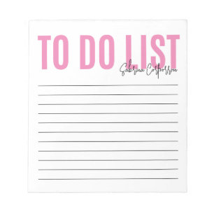 Bloc De Notas Lista de tareas pendientes personalizada Rosa