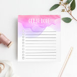 Bloc De Notas Lista de tareas pendientes personalizadas de color<br><div class="desc">Manténgase motivado y activo con esta almohadilla personalizada de moda de notas de la lista de tareas pendientes que incluye "hazlo" y su nombre en la parte superior con letras blancas en un colorido fondo de color de color oscuro de la salida del sol. Con 10 casillas de verificación y...</div>