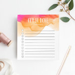 Bloc De Notas Lista de tareas pendientes personalizadas de color<br><div class="desc">Manténgase motivado y activo con esta almohadilla personalizada de moda de notas de la lista de tareas pendientes que incluye "hazlo" y su nombre en la parte superior con letras blancas en un colorido fondo de color de color oscuro oscuro. Con 10 casillas de verificación y un diseño de líneas...</div>