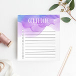 Bloc De Notas Lista de tareas pendientes personalizadas de color<br><div class="desc">Manténgase motivado y activo con esta almohadilla de notas personalizada de la lista de tareas pendientes de moda que incluye "hazlo" y su nombre en la parte superior con letras blancas sobre un fondo de color azul violeta y púrpura. Con 10 casillas de verificación y un diseño de líneas frescas,...</div>