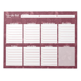 Bloc De Notas Lista de tareas pendientes semanales grandes - Dis