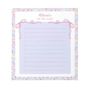 Bloc De Notas Lista de tareas personalizada con lazo coquette fl