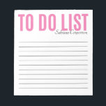 Bloc De Notas Lista de tareas personalizadas de color rosa negri<br><div class="desc">Esta lista de cosas por hacer es un pequeño y práctico bloc de notas para ayudarle a organizarse día tras día. Personalice añadiendo su nombre,  y modifique el color personalizando más o comprando colores adicionales en nuestra tienda!</div>