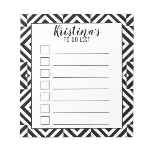 Bloc De Notas Lista de tareas personalizadas en blanco y negro