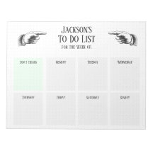 Lista de tareas retro con manos apuntando