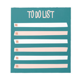 Bloc De Notas Lista de tareas simples de color rosa azul y blanc