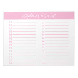 Bloc De Notas Lista de Verificación Rosa Script 8.5x11 Dos Colum