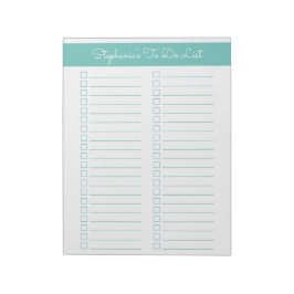 Bloc De Notas Lista de Verificación Simple Aqua Vertical 8.5x11 