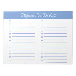 Bloc De Notas Lista de Verificación Simple de Dos Columnas Azul