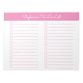 Bloc De Notas Lista de Verificación Simple Rosa 8.5x11 de Dos Co