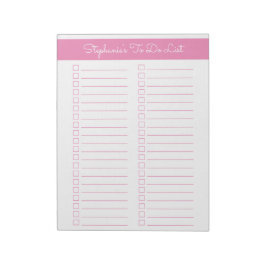 Bloc De Notas Lista de Verificación Simple Rosa Vertical 8.5x11 