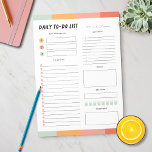 Bloc De Notas Lista diaria de tareas pendientes moderna<br><div class="desc">Una moderna lista diaria con colores verde,  naranja y rosa. Manténgase en contacto con sus tareas pendientes,  comidas,  ejercicio,  horario y consumo de agua.</div>