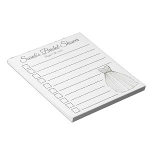 Bloc De Notas Lista personalizada de Boda de ducha de novia