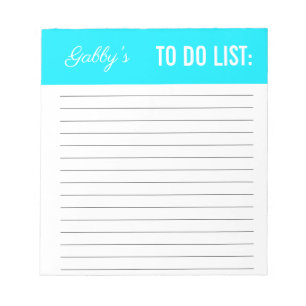 Bloc De Notas Lista personalizada de color azul claro sólido