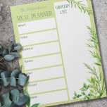 Bloc De Notas Lista personalizada de hornos de comidas para horn<br><div class="desc">Bloc de notas de hierbas frescas que puede personalizar con su nombre o apellido. Este bloc de notas tiene un planificador semanal en cada página, con cajas separadas para cada día de la semana y una caja grande para su lista de compras. El diseño tiene un suave fondo verde y...</div>