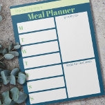 Bloc De Notas Lista personalizada de productos de consumo para l<br><div class="desc">Planificador semanal de comidas en Ocean Blue y Sage Green. Este bloc de planner tiene 9 cajas blancas para que puedas crear tu plan diario de comidas así como tu lista de compras e ideas para la próxima semana. La plantilla para este bloc de notas personalizado está preparada para que...</div>