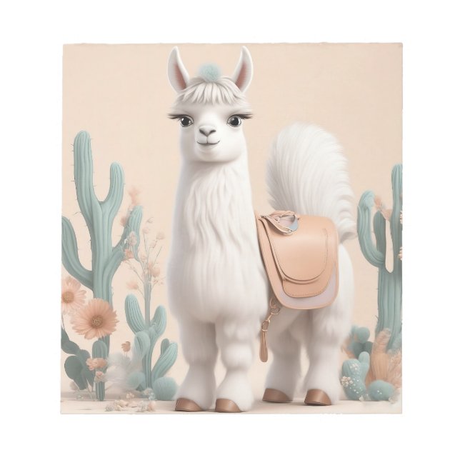 Bloc De Notas Llama con silla en el desierto (Frente)