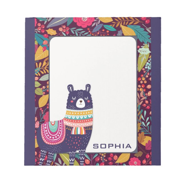 Bloc De Notas Llama floral cute (Frente)