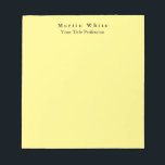 Bloc De Notas Llanura Amarilla Clara Elegante Profesional Modern<br><div class="desc">Diseño sencillo,  moderno y minimalista para las empresas. Esta plantilla se puede personalizar para satisfacer todas las ocupaciones profesionales.</div>