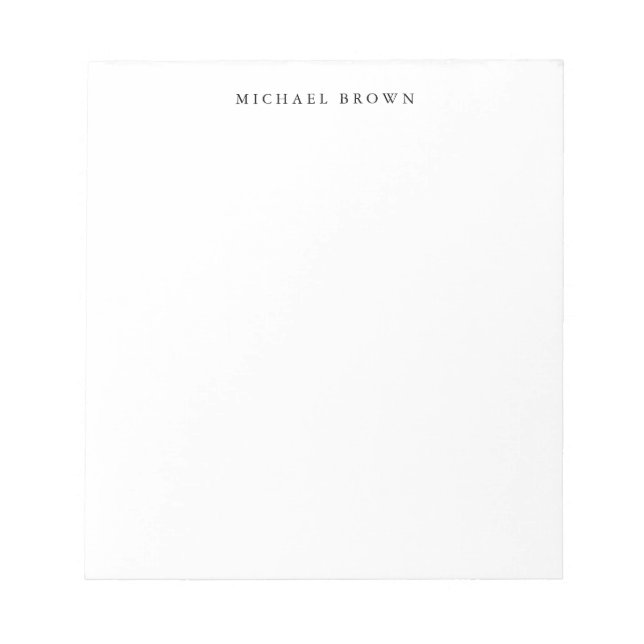 Bloc De Notas Llanura elegante clásica blanca negra (Frente)