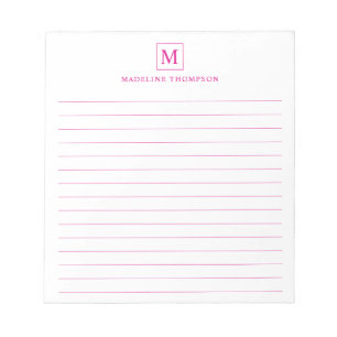 Bloc De Notas Llenado cuadrado de monograma magenta básico minim