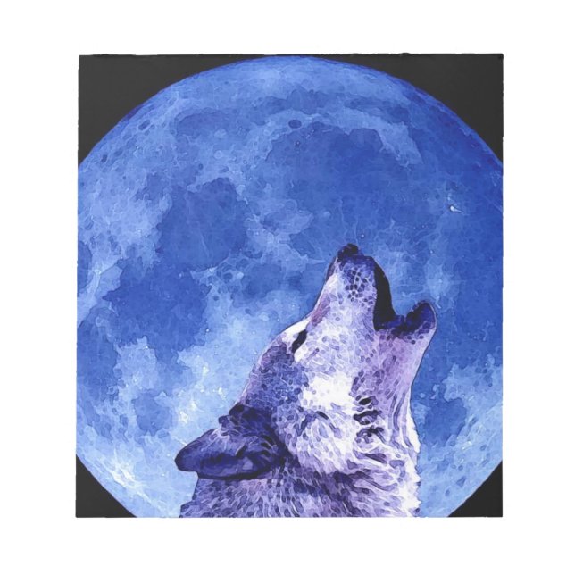Bloc De Notas Lobo aullando a la luna (Frente)
