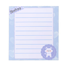 Bloc De Notas Lobo Bebé Pastel Azul Adorable