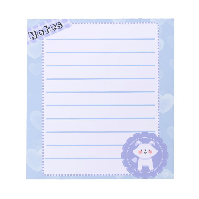 Bloc De Notas Lobo Bebé Pastel Azul Adorable  (Frente)