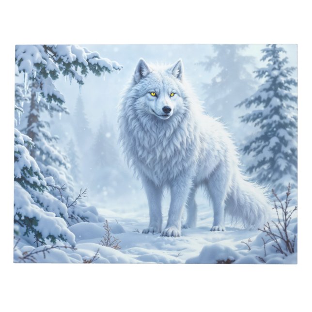 Bloc De Notas Lobo de nieve salvaje depredador naturaleza arte d (Frente)
