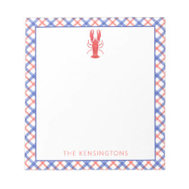 Bloc De Notas Lobster de color de agua rojo y azul trenzado pers