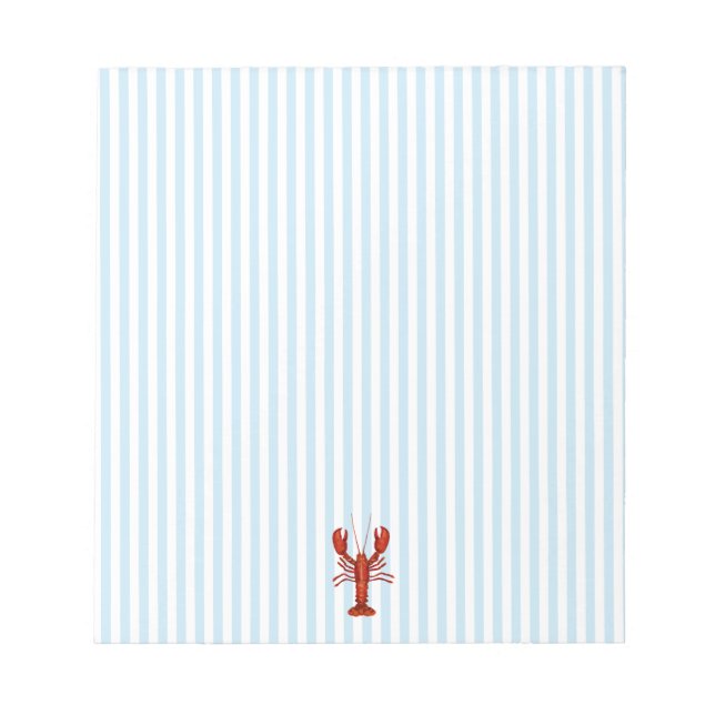 Bloc De Notas Lobster Painting Nautical Blue Stripe Preppy (Frente)