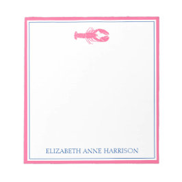 Bloc De Notas Lobster rosa y azul marino personalizado