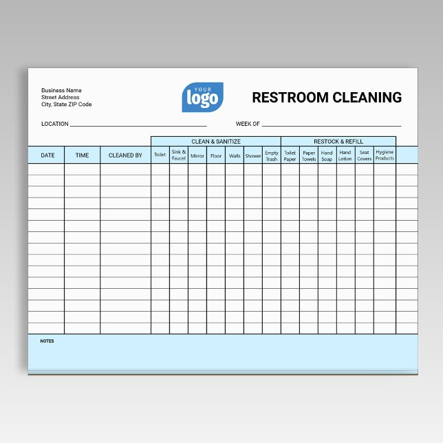 Bloc De Notas Logo Editable Office Restroom Cleaning Log Notepad (Subido por el creador)