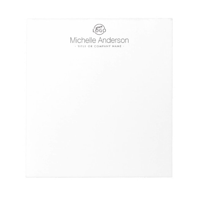 Bloc De Notas Logo personalizado moderno blanco minimalista (Frente)