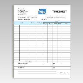 Bloc De Notas Logo Simple Employee Business Time Sheet Notepad